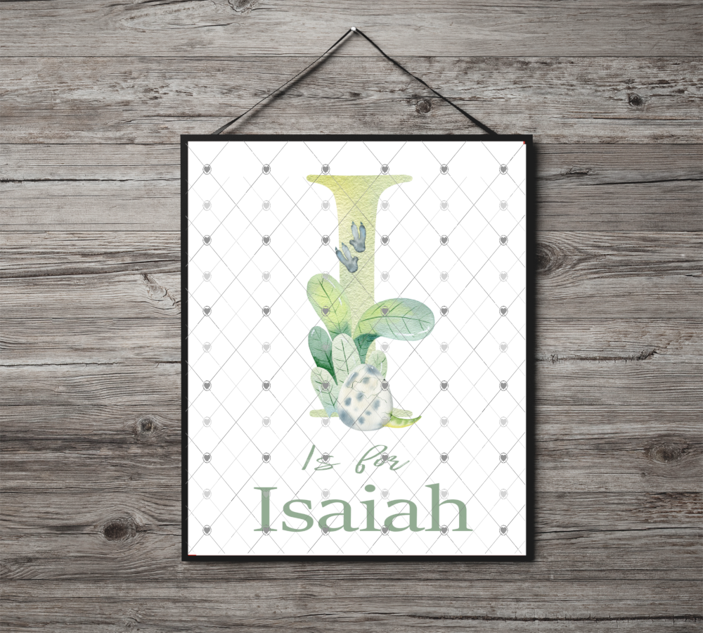 Dinosaur Initial Name Print, Letter I Custom Print, Letter I - Click Image to Close